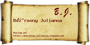 Bársony Julianna névjegykártya